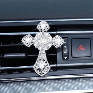 Crystal Cross Vent Clip Car Interior Decor